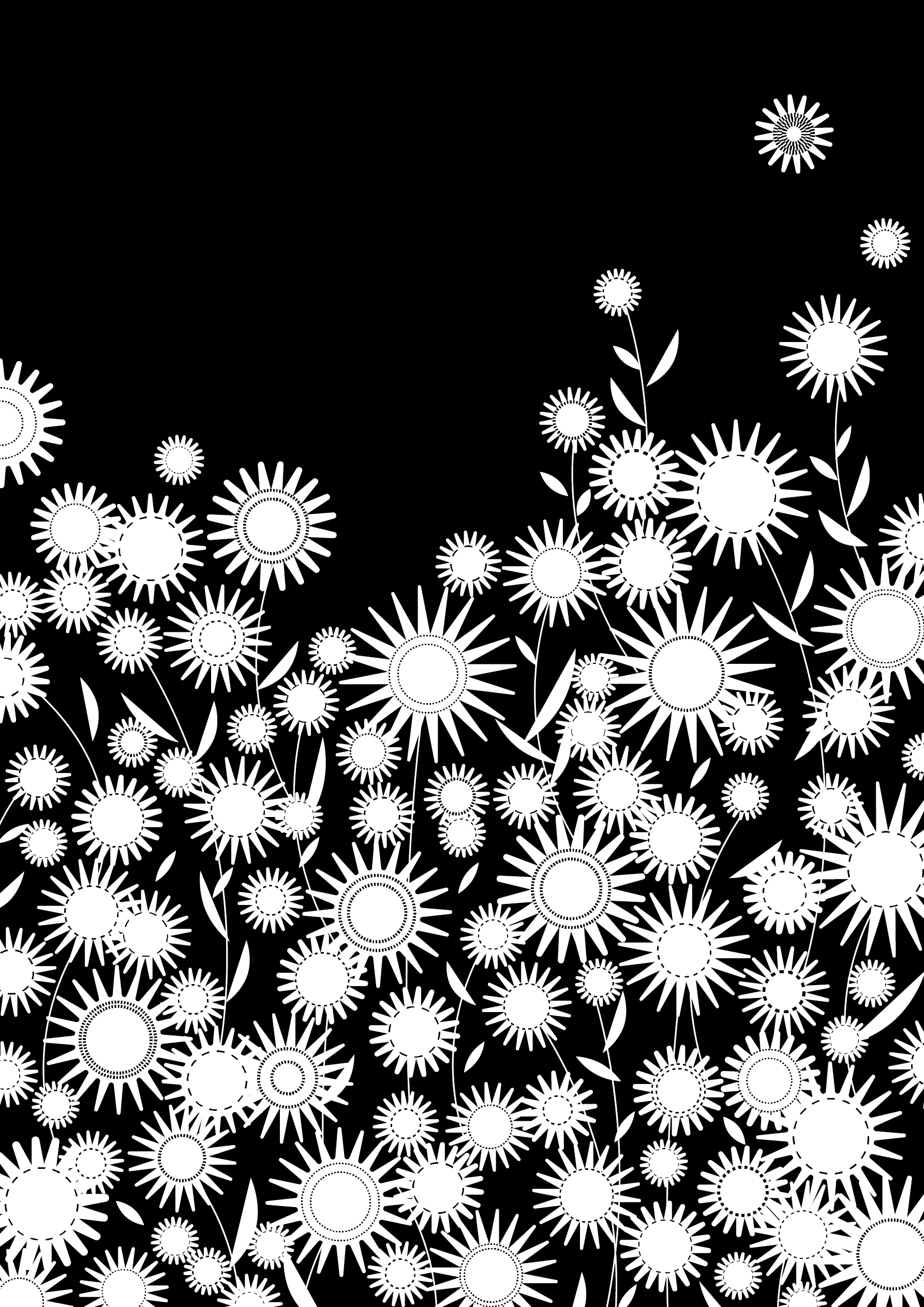 花のイラスト・モノクロ