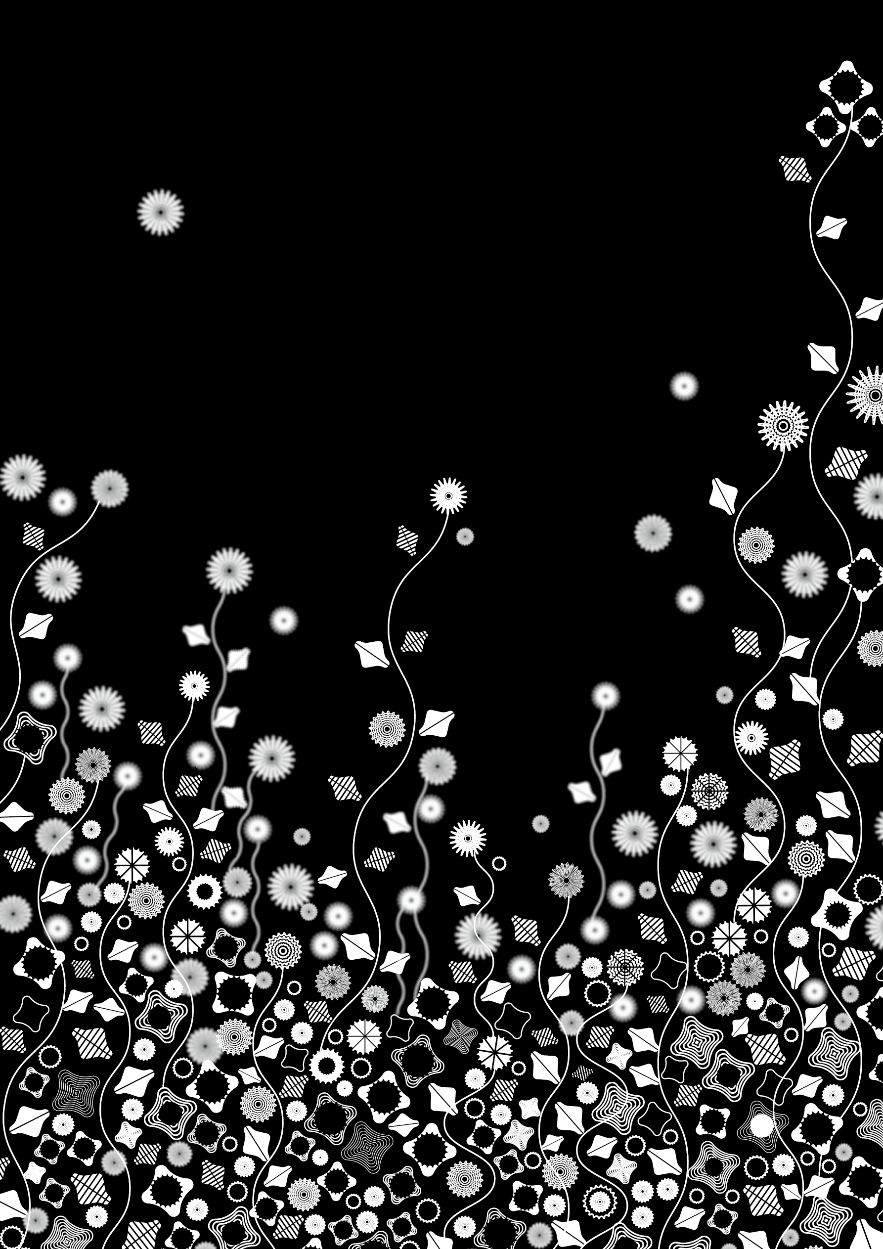 花のイラスト・モノクロ